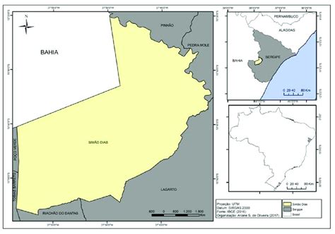 Mapa De Localização Do Município De Simão Dias Se Download