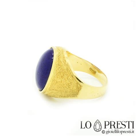 Anello Con Lapislazzuli Fascia Chevalier In Oro Giallo 18kt