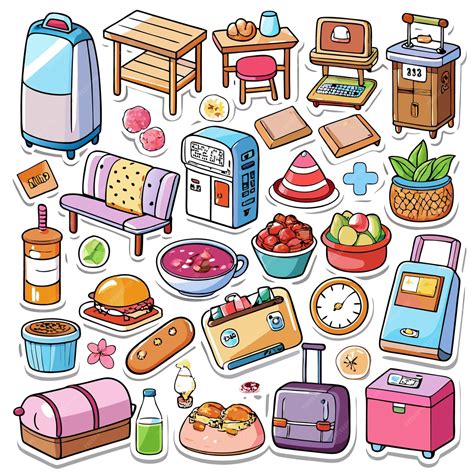 colorful collection  everyday objects  food items premium ai