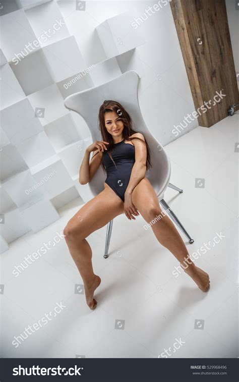 Beautiful Sexy Brunette Posing Swimsuit On Stock Photo Edit Now