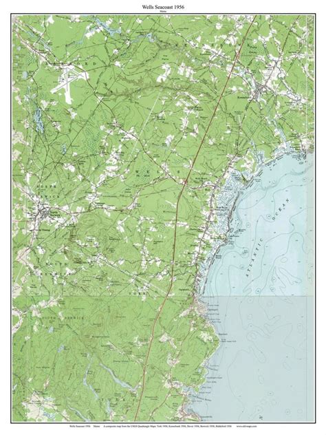 Wells Seacoast 1956 Old Topographic Map Usgs Custom Composite Reprint