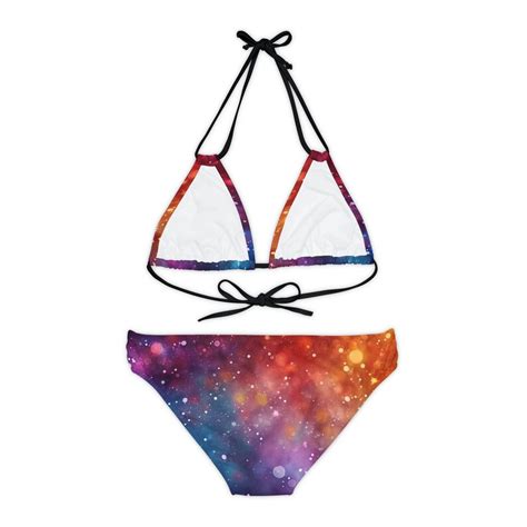 Sparkly Nebula Strappy Bikini Set Sexy Bikini Bathing Suit Pattern Two Piece Swimsuit Girls