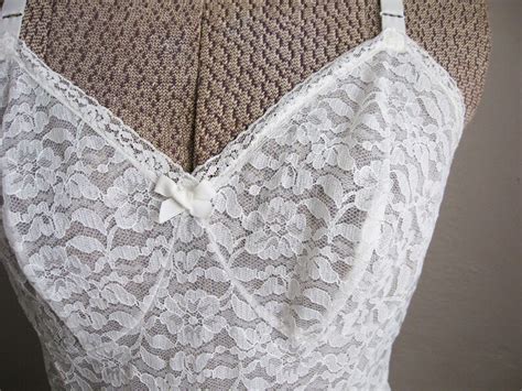 1960s White Slip Vintage Lingerie Lace Nylon Size 38 Medium Etsy