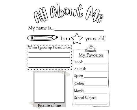 Printable All About Me Worksheet Printable Activity For Kids First
