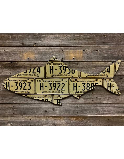 Vintage License Plate Fish Art District Angling