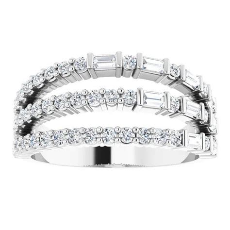 Stacked Rings Anniversary Band Three Row Diamond Stacked Ring