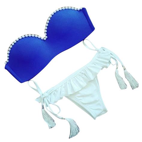 BIKINI STRÓJ KĄPIELOWY Z FRĘDZLAMI PUSH UP S oficjalne archiwum Allegro