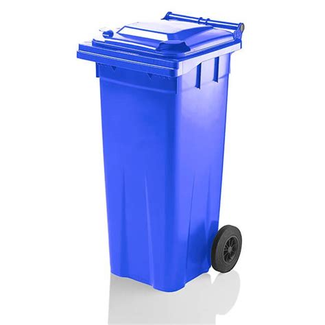 140 Litre Wheelie Bin Blue Yellow Shield