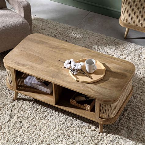 Izzy Curved Rattan Coffee Table, Natural | daals