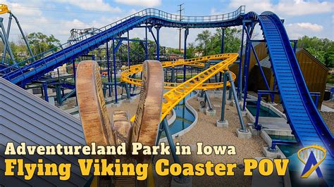 Flying Viking Roller Coaster Front Row POV At Adventureland Park In