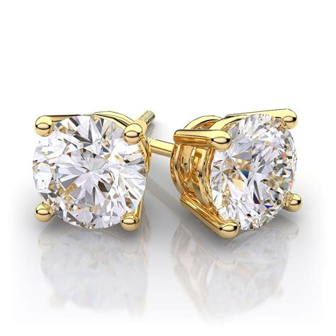 Gold Diamond Stud Earrings Diamond Earrings Studs Round Gold Diamond