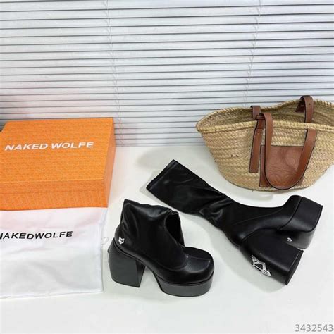 Сапоги Женский Naked Wolfe Натуральная кожа размер черный Зима Платформа Без застёжки купить