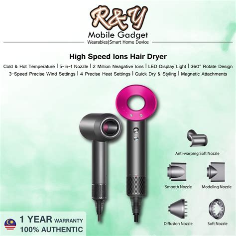 High Speed 2 Million Negative Ions Hair Dryer Powerful Digital Motor Quick Dry Hot Cold