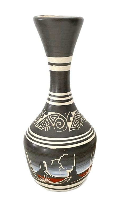 Cedar Mesa Native American Navajo Hand Painted Vase Desert Etsy