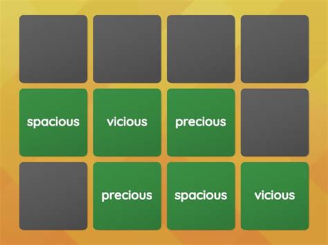 cious / tious - Matching pairs