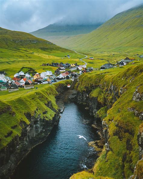 Tiny Seaside Village Of Gjógv On The Eysturoy Island Of The Faroe