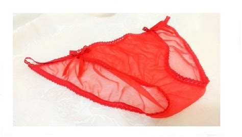Super Sheer Nylon String Bikini Panties Red Fetish Delight Etsy
