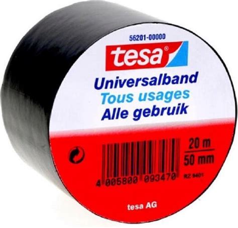 3x Tesa Universalband Isolatietape Zwart 20 Mtr X 5 Cm