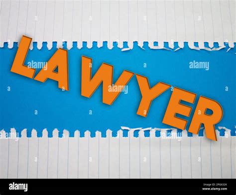 Lawyer Text With Torn Crumpled White Paper On Colored Background Stock