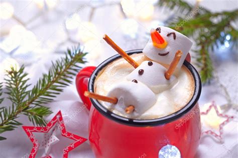 Hot Chocolate With Melted Snowman Stock Photo Odelinde 90126288