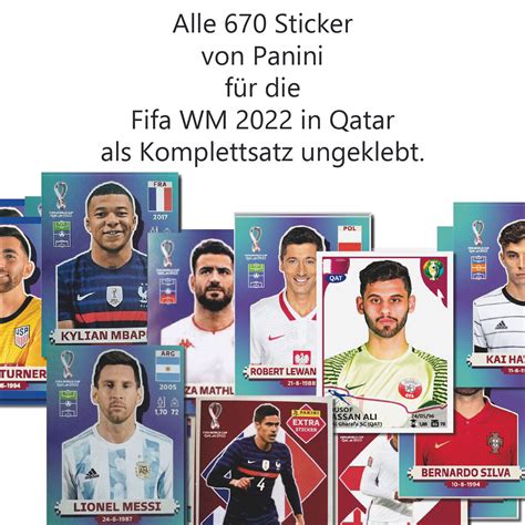 Panini FIFA World Cup Qatar 2022 Komplettsatz 670 Ungeklebt Leer