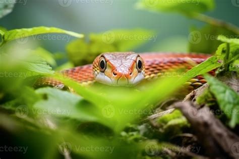 Colorful snake python cobra viper forest hiding waiting for prey
