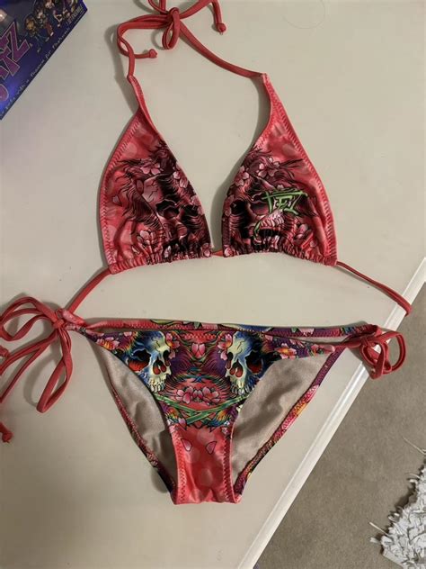 Vintage Ed Hardy Pink Bikini Has Really Awesome Depop