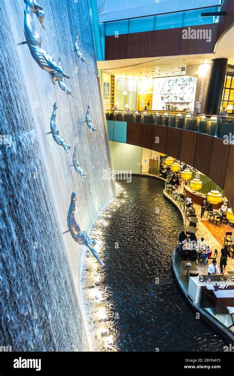 Waterfall In Dubai Mall Worlds Largest Shopping Mall Stock Photo Alamy