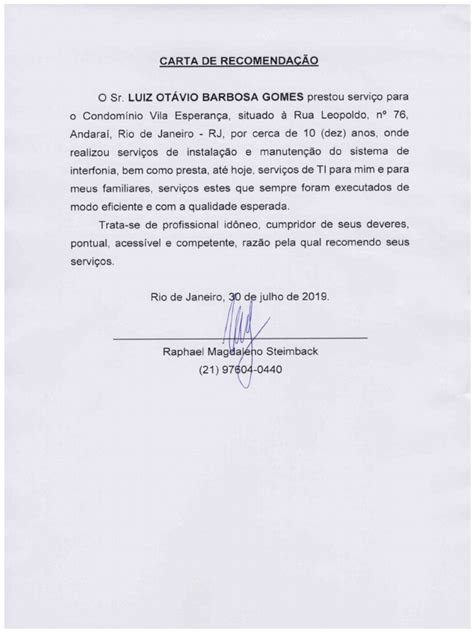 Carta De Recomendação Pdf