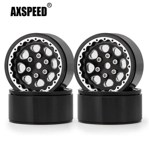 Axspeed Black Aluminum Alloy Inch Beadlock Wheel Rim Hubs For Axial