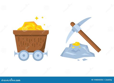 Gold Mining Vector Emblem With Full Rail Trolley