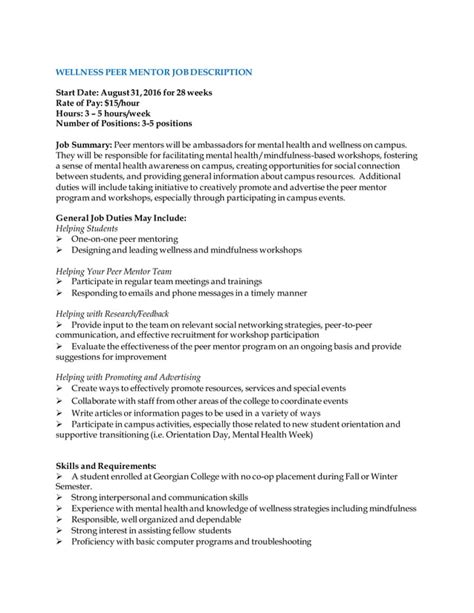 Peer Mentor Job Description Pdf