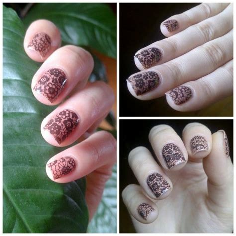 Nude With Black Lace Stamping Nails Nail Art Nails My Pictures