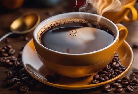 Premium Photo Hot Coffee Drink In A Cup With Realistic Coffee Background