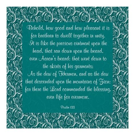 Psalm 133 Poster Zazzle Psalms Psalm 133 Faith In God