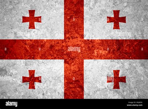 Flag Of Georgia Or Georgian Banner On Vintage Background Stock Photo