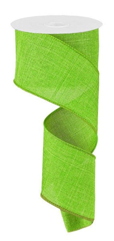 2 5 Lime Green Wired Ribbon Lime Green Craft Ribbon Etsy