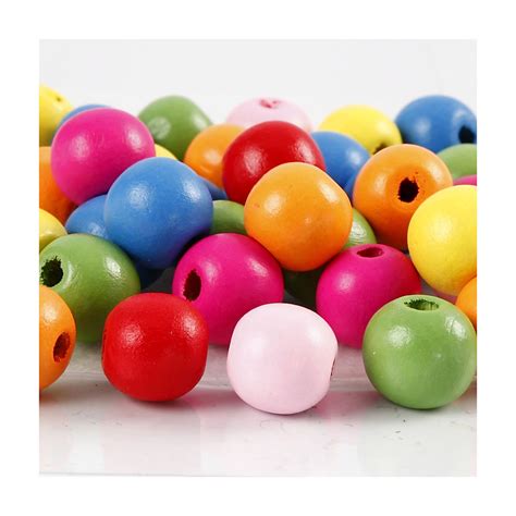 Træperlemix diam mm hulstr mm ass farver g ca stk Rito dk