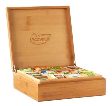 Pickwick Tea Box Filled Bamboo 12 Compartments Compliment Nl