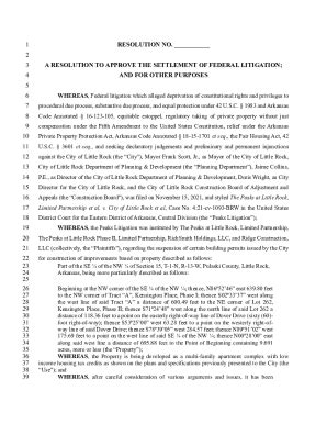 Fillable Online 1 2 A Resolution To Approve The Settlement Of Federal