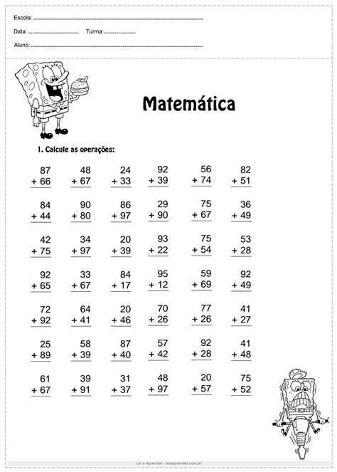 Atividade De Matematica Ano Calcule As Operacoes Ler E Aprender