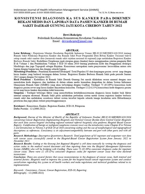 Konsistensi Diagnosis Kanker di RSD Cirebon | PDF