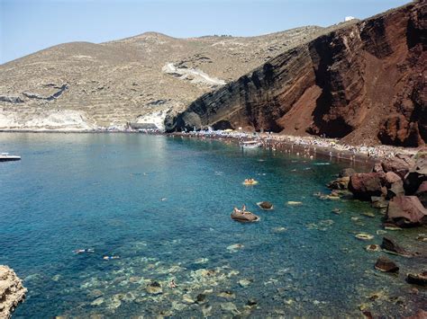 Beach and cliffs at Santorini, Greece image - Free stock photo - Public ...