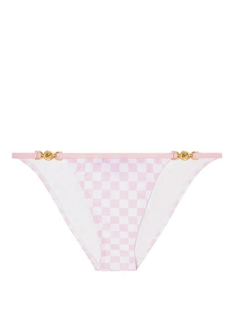 Versace Pink Medusa Checked Bikini Bottoms Versace