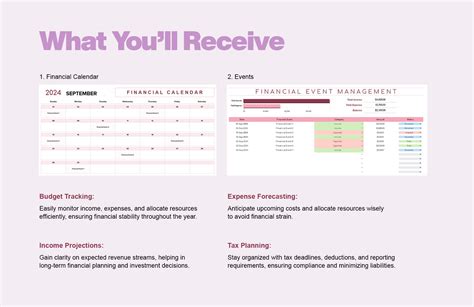 Financial Calendar Template in Excel, Google Sheets - Download ...