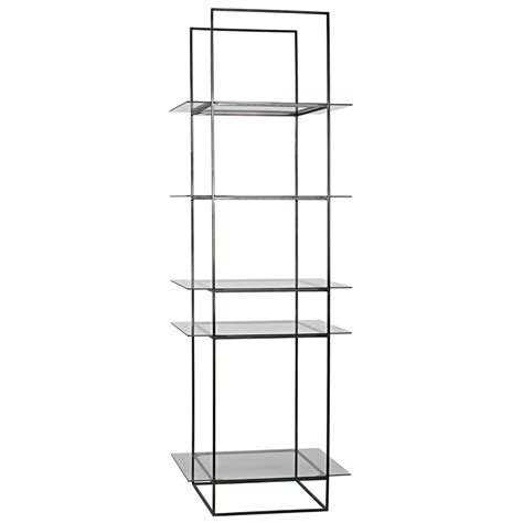 Sky Shelf Black Metal With Glass Noir Gbcs173mtb Etagere Bookcase Ladder Bookcase Glass