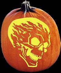 SpookMaster - Flame On (Skull, Alien) Pumpkin Carving Pattern - Jack O ...