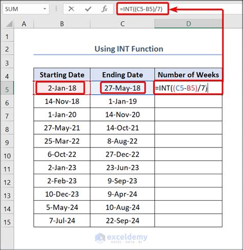 How To Calculate The Number Of Weeks Between Two Dates In Excel