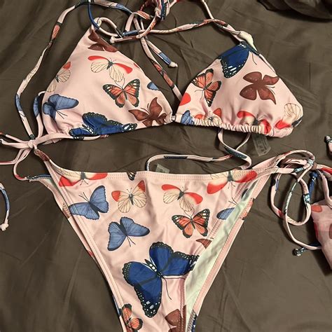 Pink And Blue Butterfly Bikini Set Butterflybikini Depop