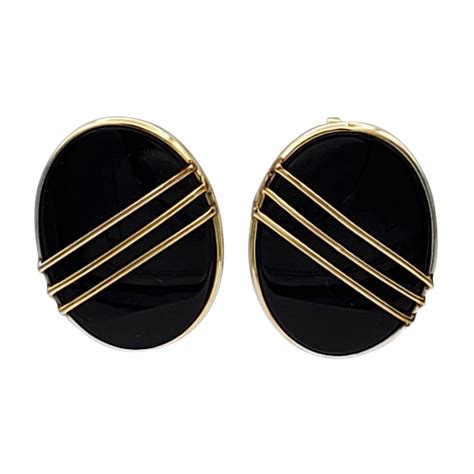 Pear Shaped Black Onyx 14 Karat Yellow Gold Earrings Peter Brams